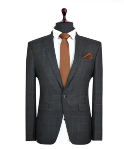 Dark Grey Ｃhecked Suit
